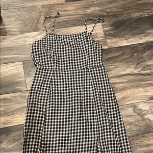 Elegant Black and White Checkered Mini Dress
